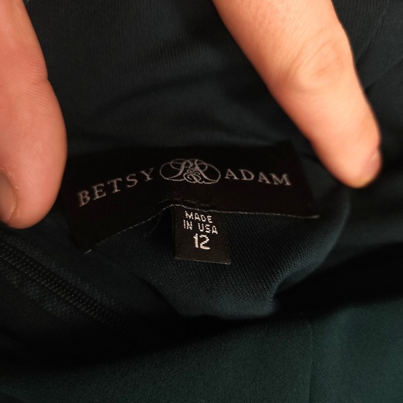 Betsy & Adam Asymmetric Ruffled Sleeveless Sheath Dress Green Womens 12 *READ* - Picture 4 of 12